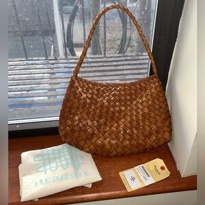 Dragon Diffusion Santa Rosanna Shoulder Bag Tan Woven Leather